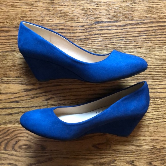 Greatonu Shoes - CLEARANCE: Blue Wedge Heels